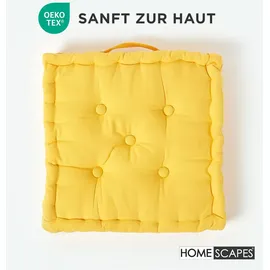 Homescapes Sitzkissen gelb 50/50/10 cm – Bodenkissen unifarben