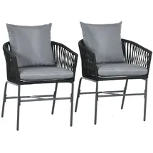 Outsunny 2er-Set Gartenstühle 57 x 60 x 71 cm schwarz mit Kissen
