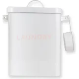Intirilife Waschmittelbox mit Deckel und Dosierlöffel in Weiß- 1,8Liter- Metall Aufbewahrungsbox für Waschmittel mit Schaufel - Laundry Dose Dec...