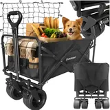 Bollerwagen faltbar Handwagen Klappbarer Transportwagen mit Netz wetterfest
