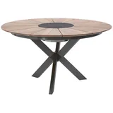 Diamond Garden Tisch LYON Ø 140 cm, Edelstahl Dunkelgrau / Recycled Teak Fase