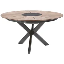 Diamond Garden Tisch LYON Ø 140 cm, Edelstahl Dunkelgrau / Recycled Teak Fase