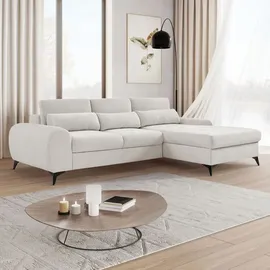 beautysofa Ecksofa MILAN L - Rechts Eckcouch mit Schlaffunktion & Bettkasten - Cappuccino (Sereno683) - Hellbraun