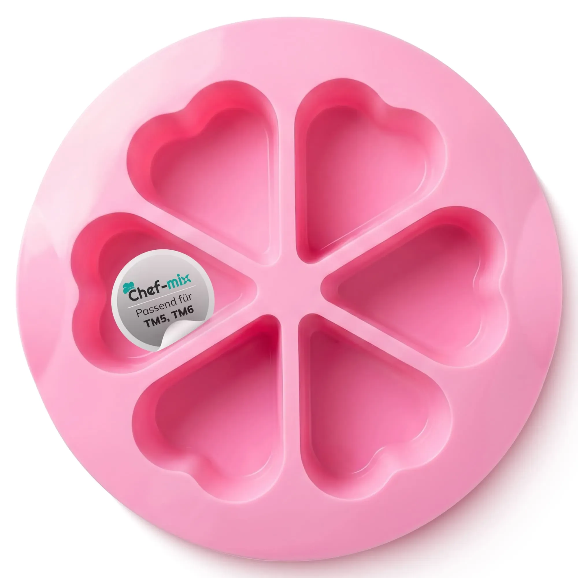 Silikon-Backform für Thermomix - Herzform mit 6 Mulden, Rosa