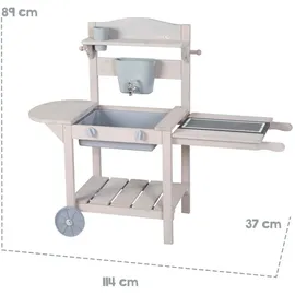 roba Mobile Spielküche BBQ in Grau aus FSC-zertifiziertem Holz