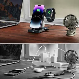 Joyroom JR-WQS02 4-in-1-Klappladestation, Lightning - Schwarz