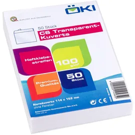 ÖKI Briefumschläge DIN C6 ohne Fenster transparent haftklebend 50 St.
