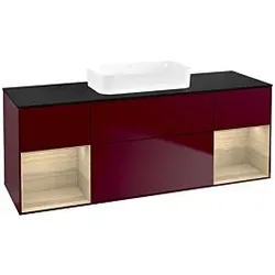 Villeroy und Boch Finion Waschtischunterschrank F742PCHB 160x60,3x50,1cm, Regale Oak Veneer, Peony Matt