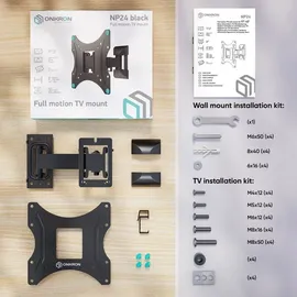 ONKRON TV-Wandhalterung NP24-B Schwarz neigbar, schwenkbar, 17-43 Zoll