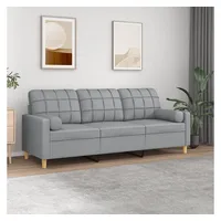 VidaXL 3-Sitzer-Sofa mit Zierkissen Hellgrau 180 cm Stoff