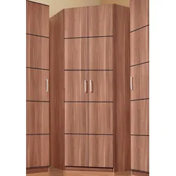 Eckkleiderschrank PRIESS "Bilbao", braun (nussbaumfarben), H:193cm T:36cm, Schränke, mit 3 verschiedenen Fronten