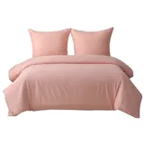 OKWISH Bettwäsche Bettwäsche-Set Bettbezug mit Kissenbezug Einfarbig Weich Premium, 1 Stück 240x220 cm mit 2 Kopfkissenbezug 80x80 cm rosa