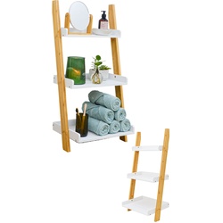 3 Fächer Bambus Leiterregal – 45×90 Badezimmer Regal Holz Leiter Deko Treppe Bad