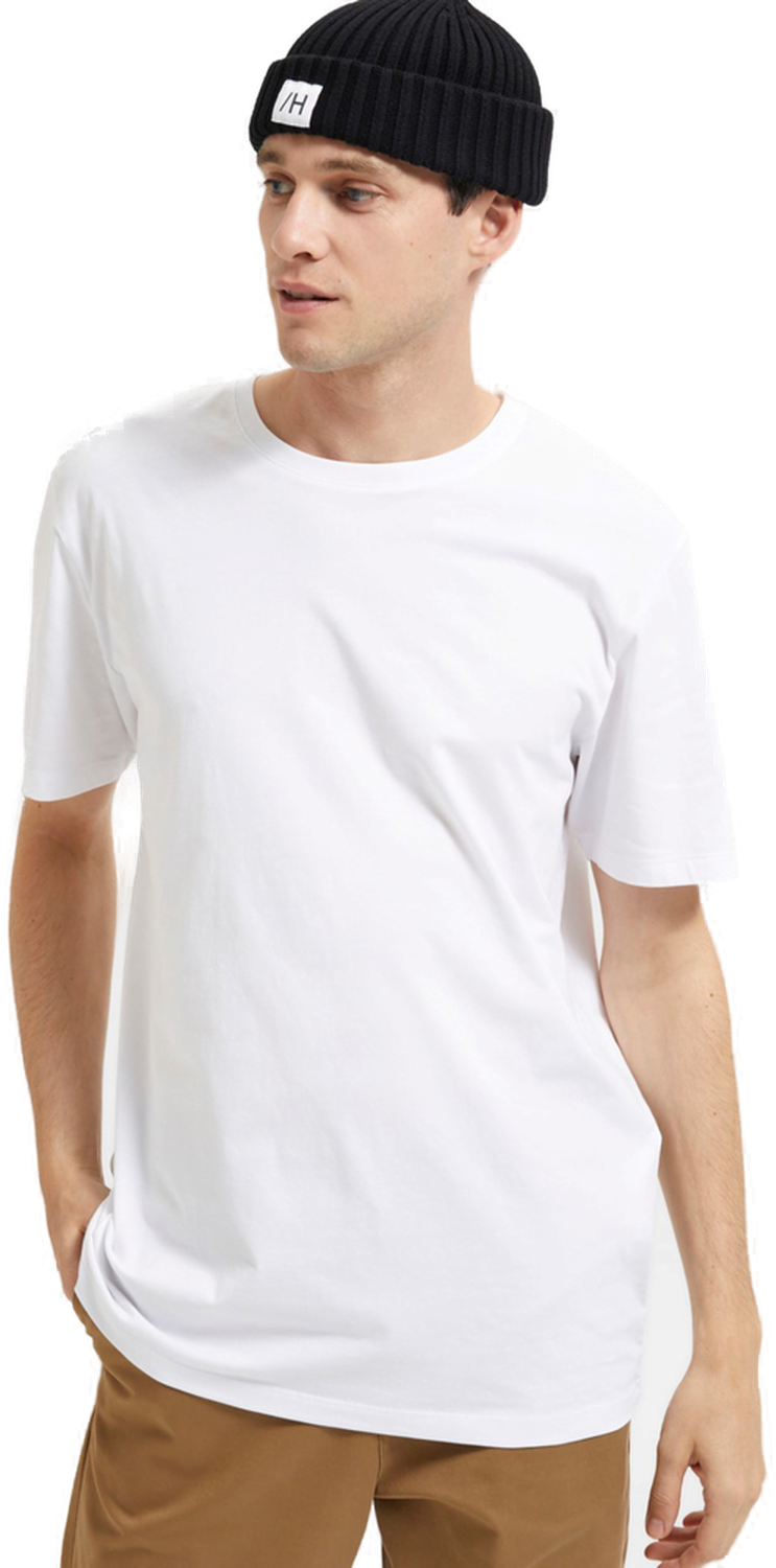 Selected Homme Herren Rundhals T-Shirt SLHASPEN Regular Fit Weiß 16087842 XL