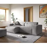DeLife Eckcouch Cord 2-Sitzer Grau
