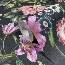 Marburg Vliestapete Floral Leaf 0,53 m x 10 m grün/rosa/schwarz 34193