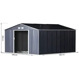 Outsunny Gerätehaus 3,86 x 3,73 m Kohlegrau