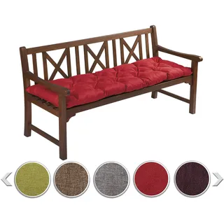 sunnypillow Bankauflage Outdoor - Bankkissen für Bank 130 x 40 cm - Sitzkissen für Hollywoodschaukel - Polsterauflage, Auflage für Gartenbank - Gartenkissen, Stuhlkissen für Gartenmöbel Rot