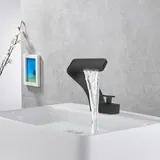 Kupfer Wasserhahn Wasserfall Bad Waschbecken Armatur Mischbatterie Waschtischarmatur modernes kreatives Design (schwarz)