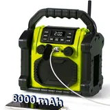 Bingxue Baustellenradio-Bluetooth-Lautsprecher, 30 W, IPX 66, wasserdicht, FM-Radio mit LED-Lichtern, Antikollisions-FM-Radios für Baustelle, Outdoor, Angeln, Party, Camping (gelb)