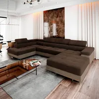 Masseno Ecksofa CASONE- einstellbare Kopfstützen, Moderne Eckcouch mit Schlaffunktion und Bettkasten, Couch U-Form, Soffa, Bettsofa, Couchgarnitur...