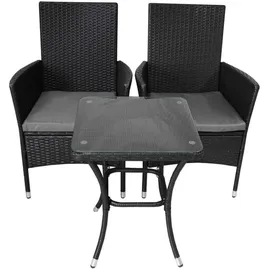 MonsterShop Rattan Bistro Set Schwarz