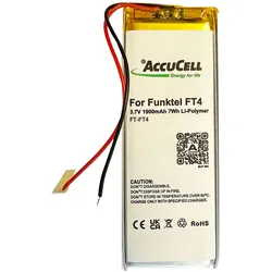 AccuCell Akku passend für Tetra Funktel FT4 Li-Polymer 3,7V Spannung mit 1900mAh 7,0Wh Kapazität