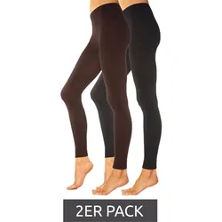 2er Pack ROGO X LAVANA Damen Baumwoll-Leggings bequeme Leggings Sport-Leggings 478719 Schwarz/Braun - 50/52
