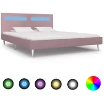 vidaXL Bettgestell mit LED Rosa Stoff 180 x 200 cm