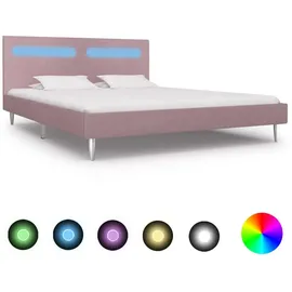 vidaXL Bettgestell mit LED Rosa Stoff 180 x 200 cm