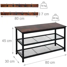 Relaxdays Schuhregal 80 x 45 x 30 cm mehrfarbig / schwarz-braun