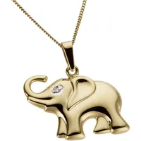 FIRETTI Kettenanhänger Elefant Gold / Transparent