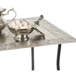 Marrakesch Orient & Mediterran Interior Beistelltisch Garten Klapptisch Metall Sule Eckig Silber