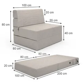 Vicco Vitalispa Sofa Lima, Beige 100 cm mit Schlaffunktion