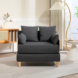 [en.casa] Schlafsessel Seinlus Polyester 81 x 88 x 68 cm Dunkelgrau mit Kissen