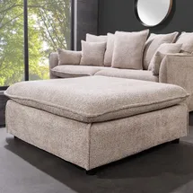 Riess-Ambiente Großer Hocker Heaven 100cm champagner beige Bouclé Polsterhocker Federkern