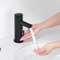 Auralum - Infrarot Sensor Wasserhahn Schwarz Automatik Waschtischarmatur Einhebelmischer Waschbecken Mischbatterie Badarmatur mit einstellbarem