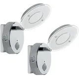 Trango 2er Pack 2636-028 LED Sensor Nachtlicht *NITE* in Chrom mit Automatikfunktion direkt 230V mit Bewegungssensor I Sicherheitslicht I Steckdose Lampe I Wandlampe I Orientierungslicht I Nachtlampe