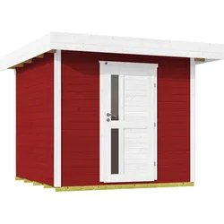 Gartenhaus WEKA "Designhaus 172", rot (rot, weiß), Fußboden im Gartenhaus, ohne Dacheindeckung, Holz, Gartenhäuser
