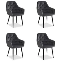 Homestyle4u Polsterstuhl Samt grau 4er Set