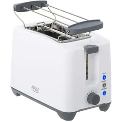 Adler AD 3216 Toaster mit Kunststoffgehäuse, Stoppfunktion, Auftaufunktion, Brötchenrost