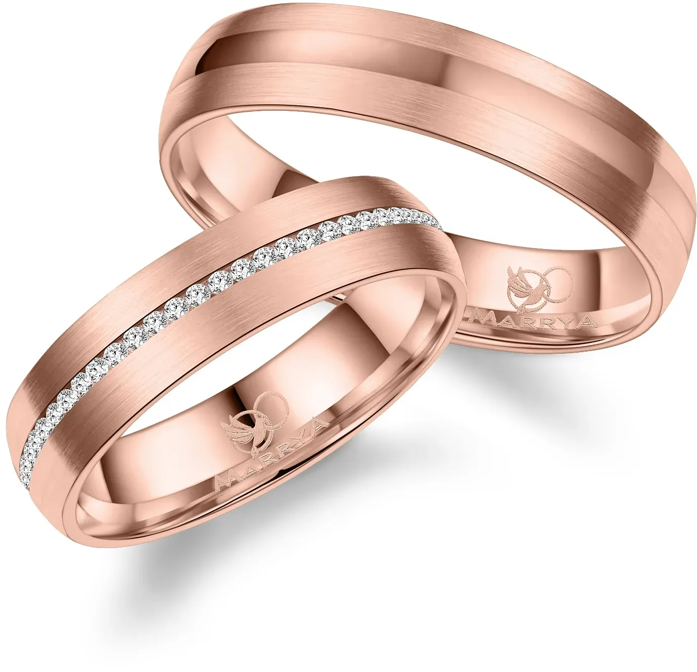 Partnerring MARRYA "Edelstahl Ringe Trauringe Eheringe Partnerringe" Fingerringe Gr. 58, Edelstahl, rosegold (herren ring, rosé) Damen