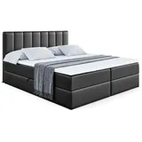 altdecor Boxbett, Schwarz Hochglanz, Holzwerkstoff, Höhe ca. 20 cm 200x200 cm, Schlafzimmer, Betten, Boxspringbetten