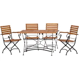 gardenson Lindau Garten-Essgruppe 5-tlg. Klapptisch 120 cm beige klappbar 561488