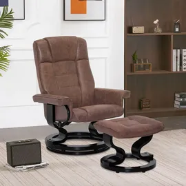 MCombo Relaxsessel 9019 Mikrofaser 132,5 x 100 x 100 cm Braun mit Hocker