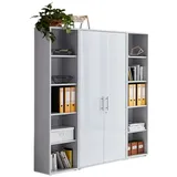 moebel-dich-auf Aktenschrank OFFICE EDITION (Set 3, abschließbar, Metallgriffe) Made in Germany grau|silberfarben