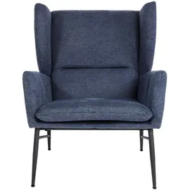 Mendler Lounge-Sessel HWC-L62 Stoff/Textil 73 x 96 x 73 cm Blau mit Rollen