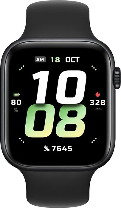 HONOR Watch 5, 64 MB + 4 GB, 15 Tage langlebiger Akku, präzises GPS-Tracking, Gesundheits-Scan, schwarzes Silikonarmband