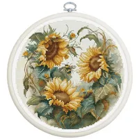 Luca-S Kreuzstich Set mit Stickrahmen Sonnenblume Zählmuster, Multifarbig