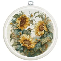Luca-S Kreuzstich Set mit Stickrahmen Sonnenblume Zählmuster, Multifarbig